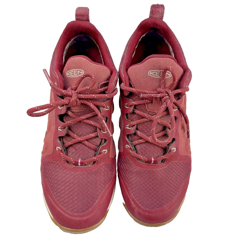 KEEN Explore Waterproof Hiking Shoes Size 7.5 Tawny Port Red Low Trail Sneakers